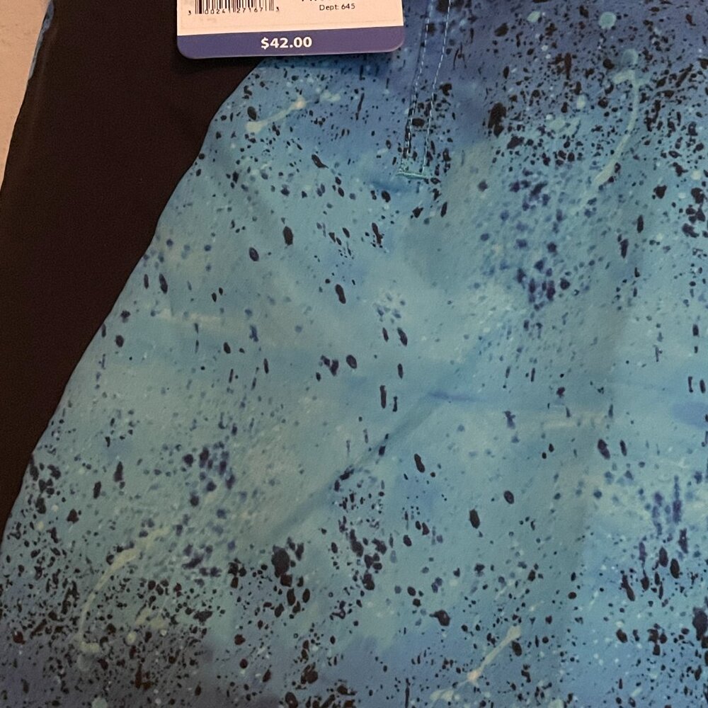 Loco Skailz, Size 32, Mens Swim Trunks, With Underwater Pattern Blue and Black - Picture 7 of 10